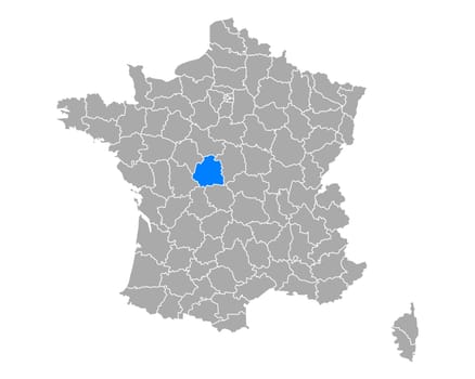 Map of Indre in France