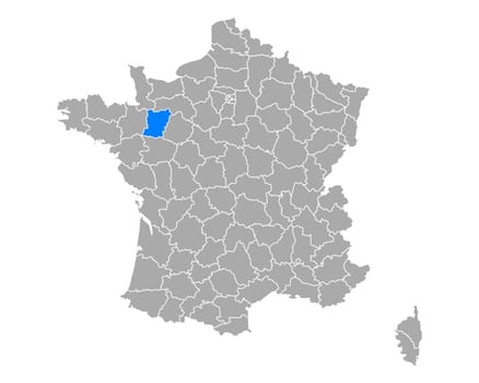 Map of Mayenne in France