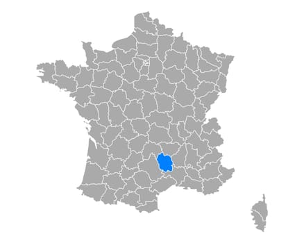 Map of Lozere in France