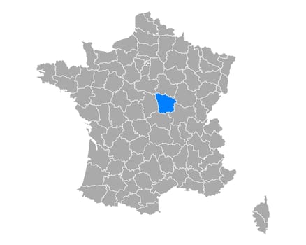 Map of Nievre in France