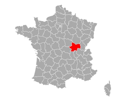 Map of Saone-et-Loire in France