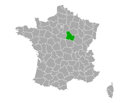 Map of Yonne in France