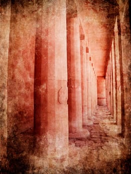 Image of Hatshepsut temple in grunge style