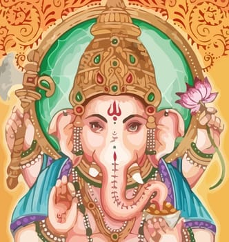 Ganesha hindu lord faith mythology bless god illustration