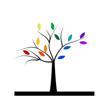 Rainbow tree isolated over white background
