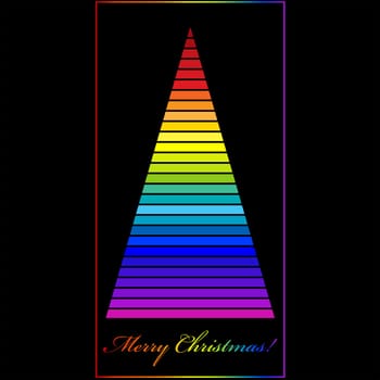 Abstract illustration of a stylized rainbow Christmas tree