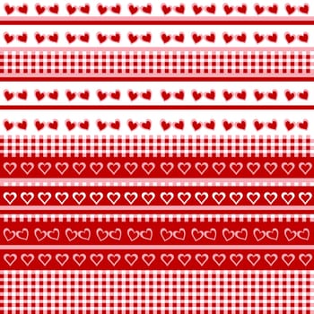 Seamless background with hearts and tablecloth