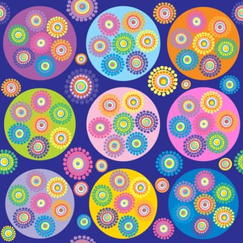 Colorful floral background with flowers made of dots