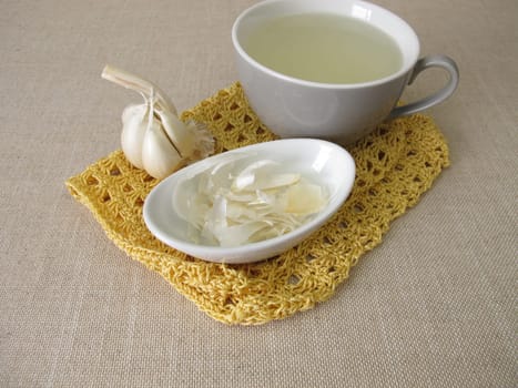 A cup of healthy garlic peel tea