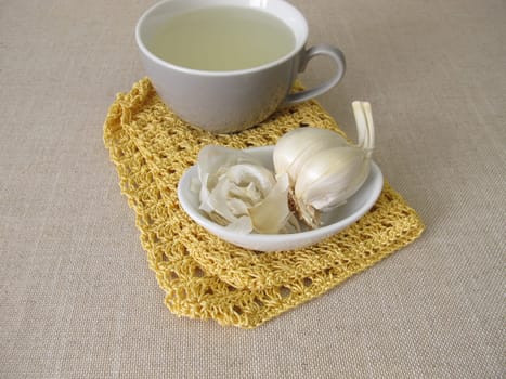 A cup of healthy garlic peel tea