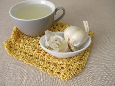 A cup of healthy garlic peel tea