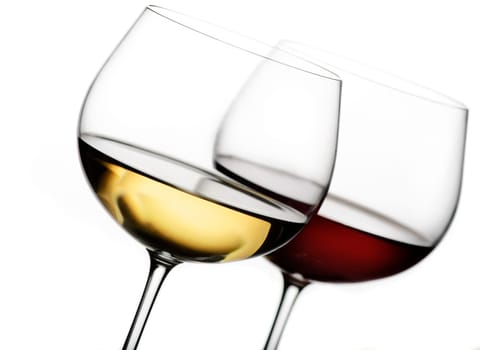 Two glasses of wine on white background