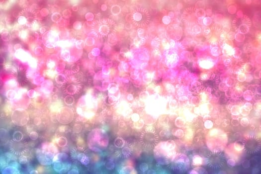 A festive abstract orange pink blue gradient background texture with glitter defocused sparkle bokeh circles. Card concept for Happy New Year, party invitation, valentine or other holidays.