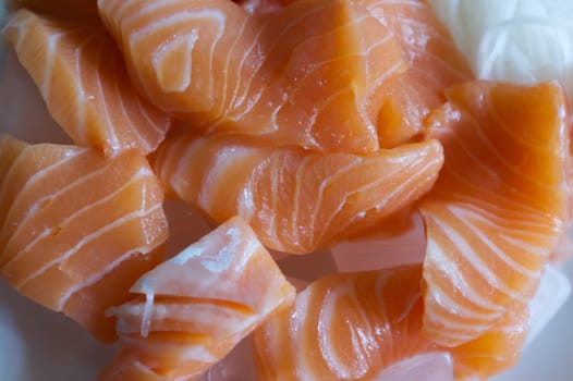 Japanese menu is salmon sashimi.