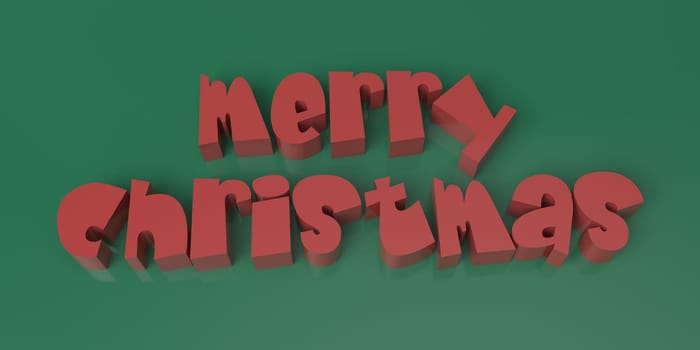 Render of the words Merry Christmas on a plain background with snowflakes