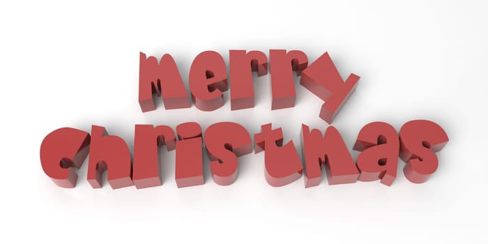 Render of the words Merry Christmas on a plain background with snowflakes