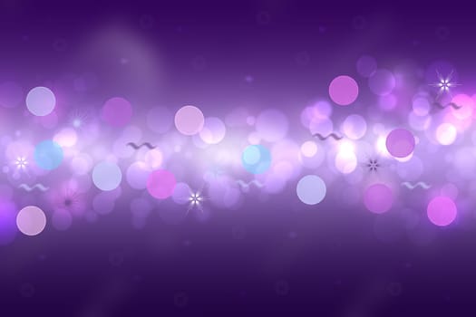 Abstract gradient blue pink violet background texture with blurred white bokeh circles and lights. Space for design. Beautiful backdrop.