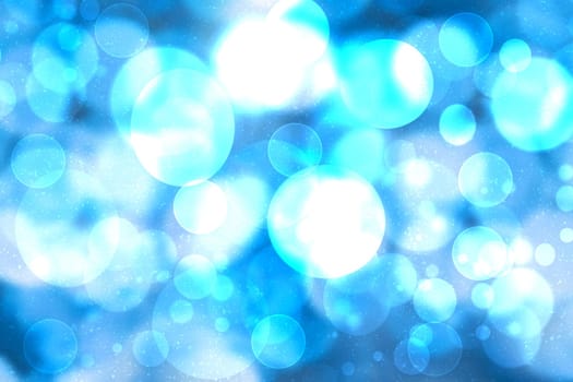 Abstract blurred festive delicate winter christmas or Happy New Year background texture with shiny turquoise blue white circular bokeh lights. Beautiful backdrop. Card concept.