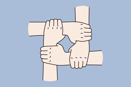 People join hands together show unity