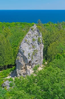 Sugarloaf Rock in the Forest on Mackinac Island in Michigan
