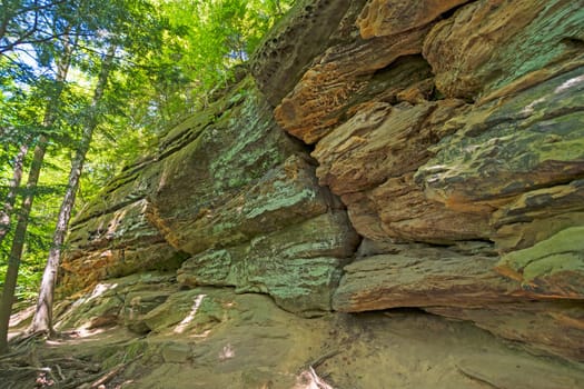 Shaded Path Along Shaded Ledges in Cuyahoga Valley National Park in Ohio