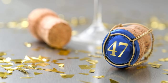 Champagne cap with the Number 47