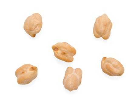 Dried chickpea beans isolated on white background. Flat lay Collection