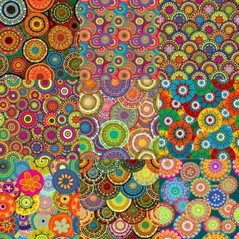Set of nine colorful floral patterns