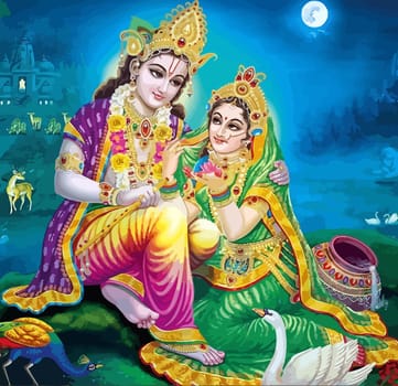 radha krishna hinduism culture mythology illustration