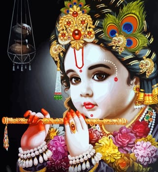 shri gopal krishna hinduism culture mythology illustration