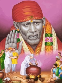 sai baba indian god illustration culture