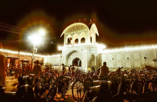 JAIPUR, INDIA - OCTOBER 15: People enter the tempel to celebrate the Diwali festival on October 15,2007 in Jaipur, India. Diwali is the most auspicious and widely celebrated festival in India.