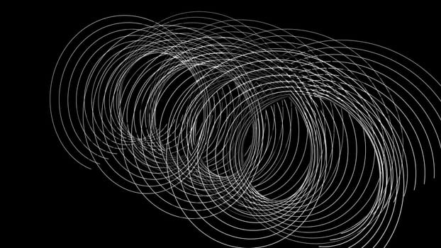Swirling geometric 3d render of swirl of round threads. Abstract digital oval scratches on surface. Creative minimalistic drawing in dynamic movement in modern style.