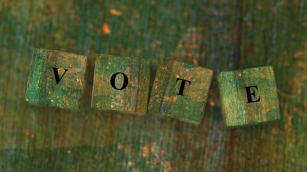 The 3d rendering of Cubes and dice with vote wording