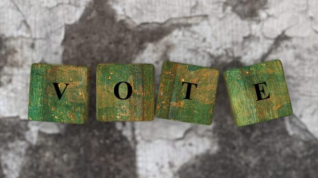 The 3d rendering of Cubes and dice with vote wording
