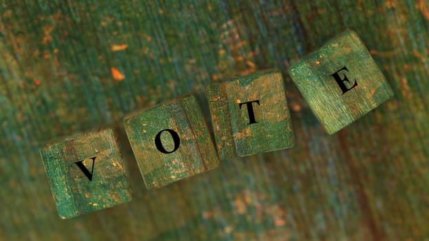 The 3d rendering of Cubes and dice with vote wording