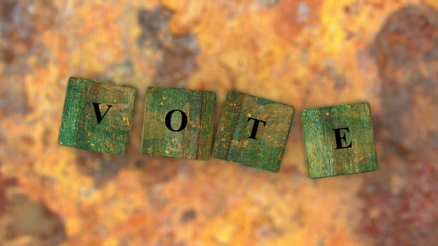 The 3d rendering of Cubes and dice with vote wording