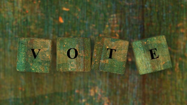 The 3d rendering of Cubes and dice with vote wording