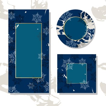 Set of winter templates for discounts and sales. Snowflakes. Frosty freshness. Stickers for doors and windows.