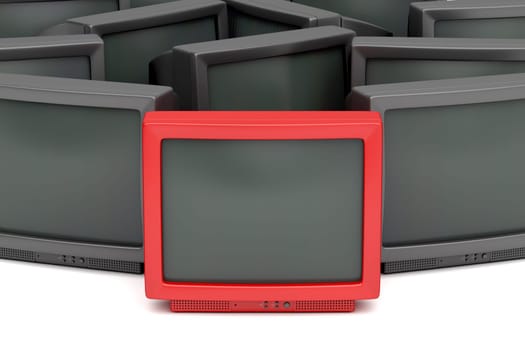 Concept image with unique red retro tv