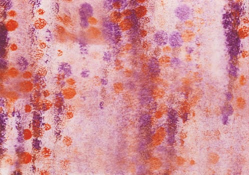 Abstract watercolor painting in violet and red brown which had painted with a foam rubber roller