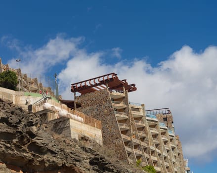 Cliff Side apartments in Gran Canaria with liquid gas tanks