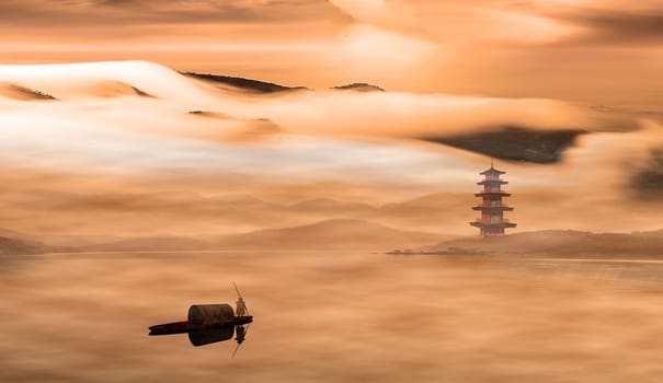 The 3d rendering of fisher with nice background color