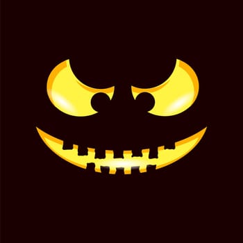 Halloween Icon Isolated on Black Background. Cartoon Pumpkin Mask.