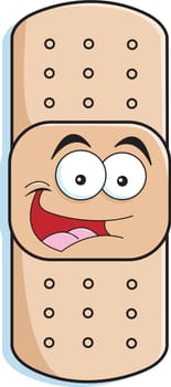 Cartoon illustration of a smiling bandage.