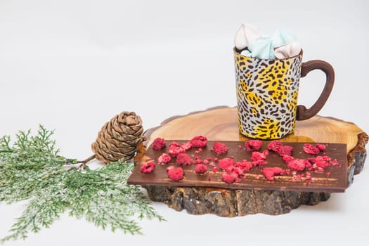 Milk and dark chocolate with a Christmas theme .