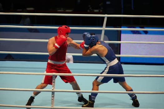 St. Petersburg, Russia, November 23, 2016 World Boxing Championship men, boxers in the ring,.Boxing match .
