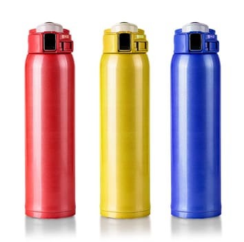 The colored Thermo bottle isolated on white background with clipping path