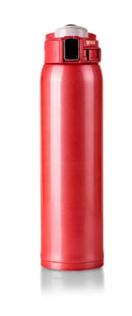 The Red Thermo bottle isolated on white background with clipping path