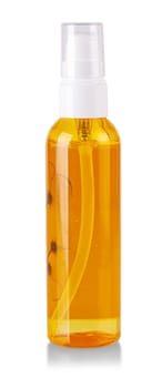 The Yellow Cosmetic oil bottle isolated on white background
